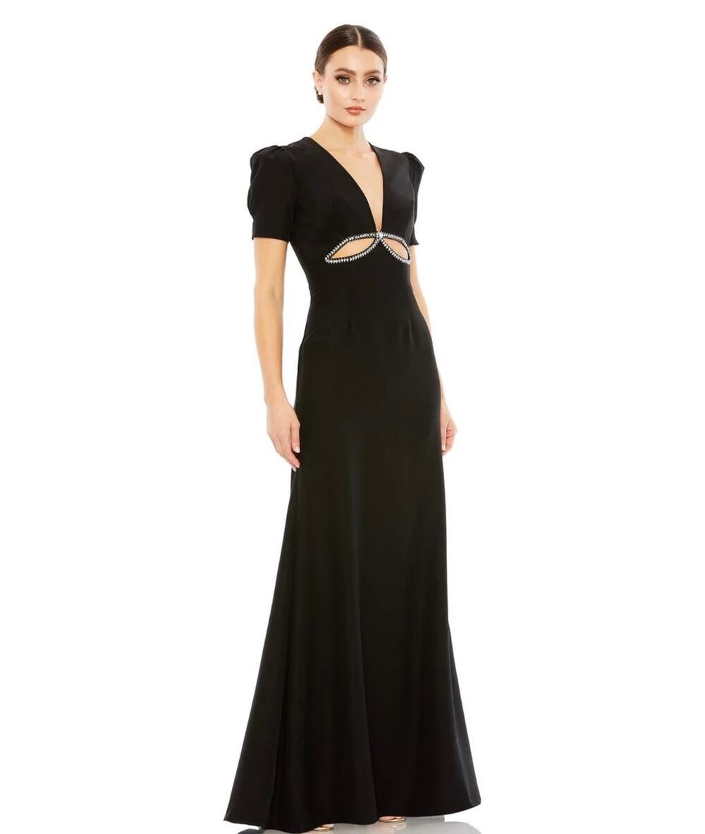 IEENA 1 FOR MAC DUGGAL 2630 column black cutout dress gown sz 4
